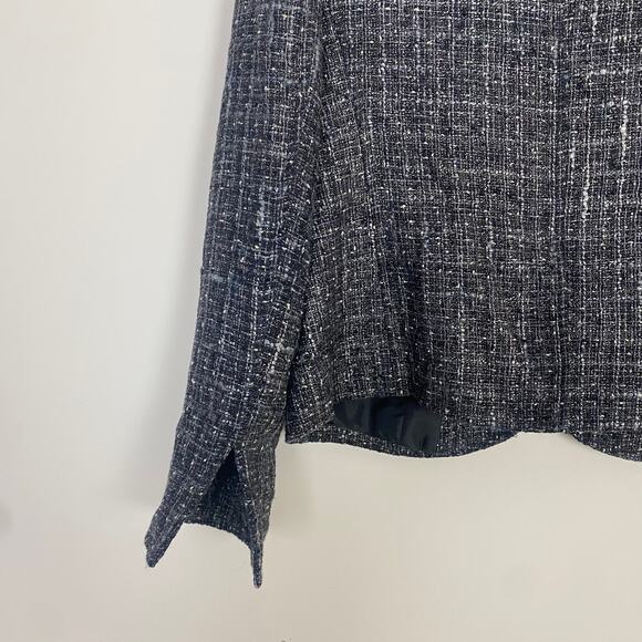 Lafayette 148 New York Gray Tweed Wool Blend Button-Down Mock Neck Jacket Size 4 - Picture 9 of 10
